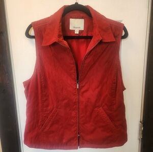 Faconnable Red Suede Quilted Vest Size Large Fall